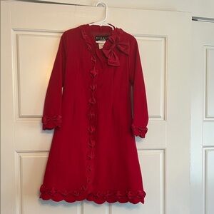 Biscotti Red Formal Girl’s Coat with Bow Details